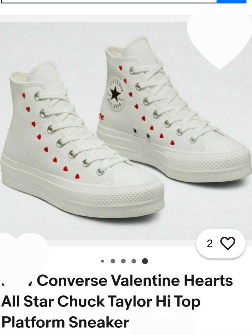 Limited Edition Converse All-Star Lift Love Hi-Top Platform Shoes Size 8.5